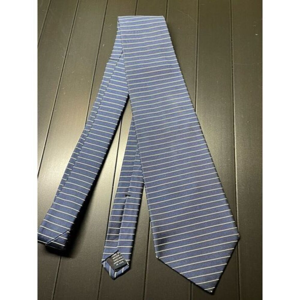 Vintage Brooks Brothers Makers Tie Blue Striped Handmade Silk In USA